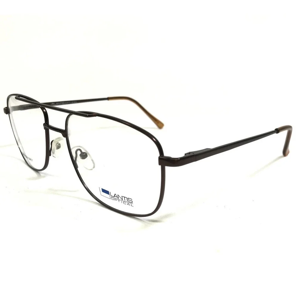 Lantis Optical Eyeglasses Frames L7009 BRN Brown Square Wire Rim 58-19-150